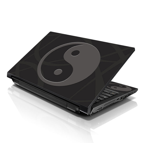 Laptop Notebook Skin Decal with 2 Matching Wrist Pads - Grey Ying Yang