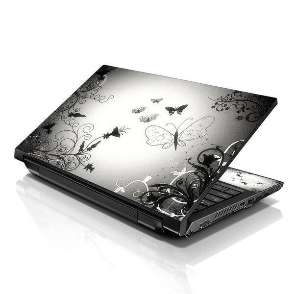 Laptop Notebook Skin Decal with 2 Matching Wrist Pads - Butterfly Contrast Fade