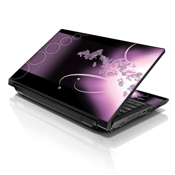 Laptop Notebook Skin Decal with 2 Matching Wrist Pads - Faded Purple Floral