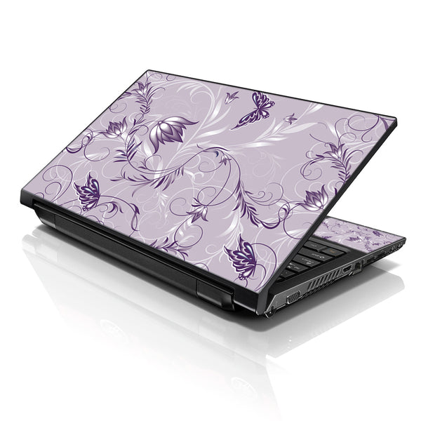 Laptop Notebook Skin Decal with 2 Matching Wrist Pads - Lavender Floral