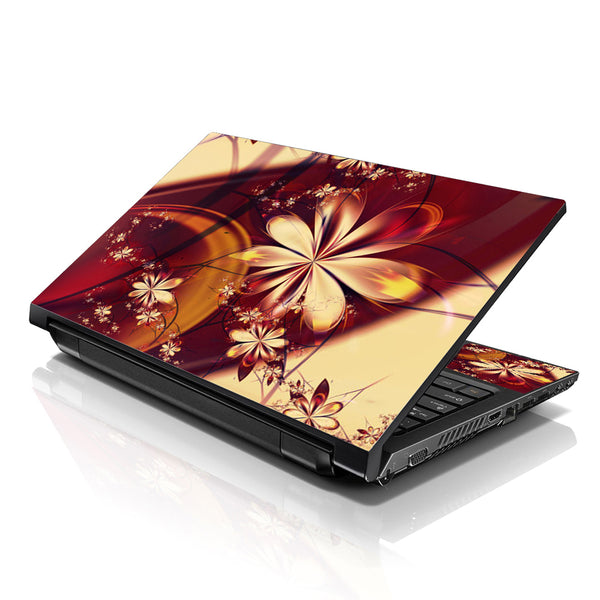 Laptop Notebook Skin Decal with 2 Matching Wrist Pads - Flower Floral