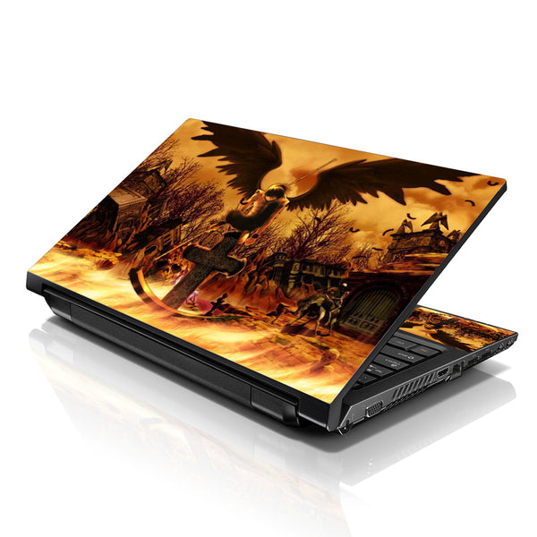 Laptop Notebook Skin Decal with 2 Matching Wrist Pads - Cross Grave