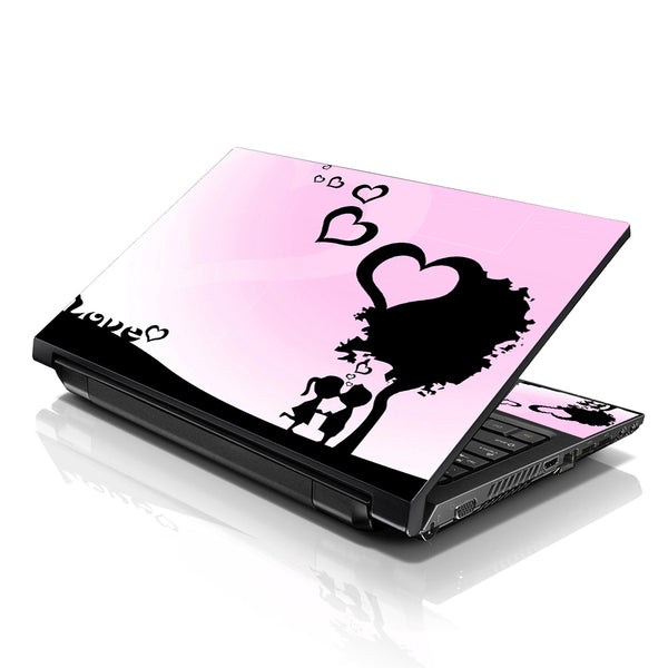 Laptop Notebook Skin Decal with 2 Matching Wrist Pads - Love Night Heart