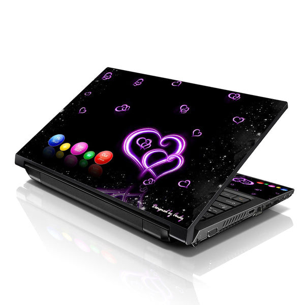 Laptop Notebook Skin Decal with 2 Matching Wrist Pads - Hearts