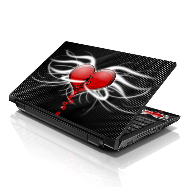 Laptop Notebook Skin Decal with 2 Matching Wrist Pads - Broken Heart