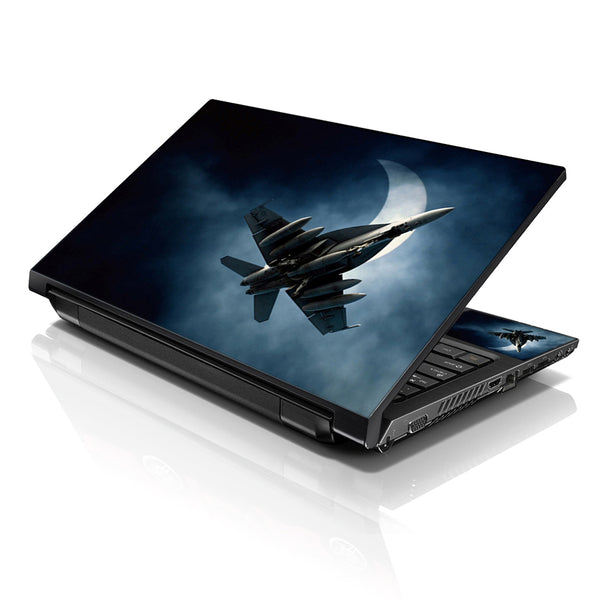 Laptop Notebook Skin Decal with 2 Matching Wrist Pads - Midnight Military Plane