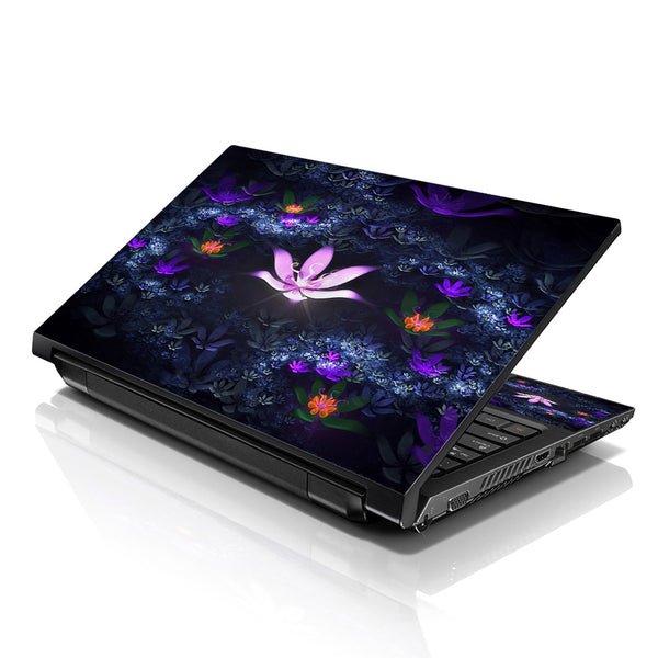 Laptop Notebook Skin Decal with 2 Matching Wrist Pads - Lotus Pond Flowers