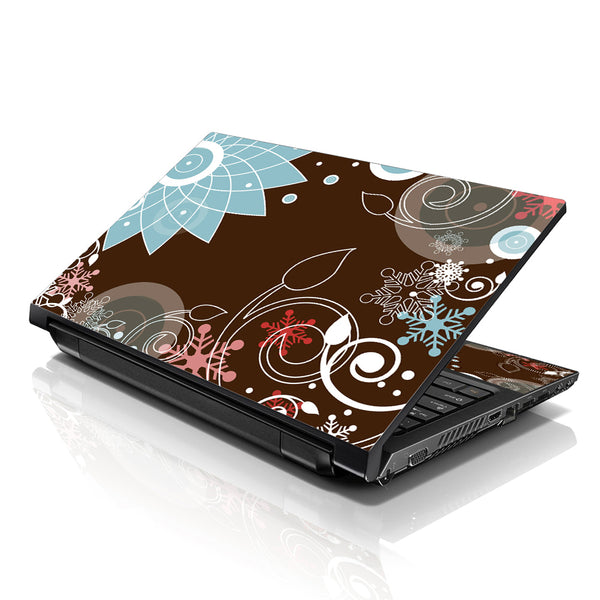 Laptop Notebook Skin Decal with 2 Matching Wrist Pads - Brown Chaos Floral