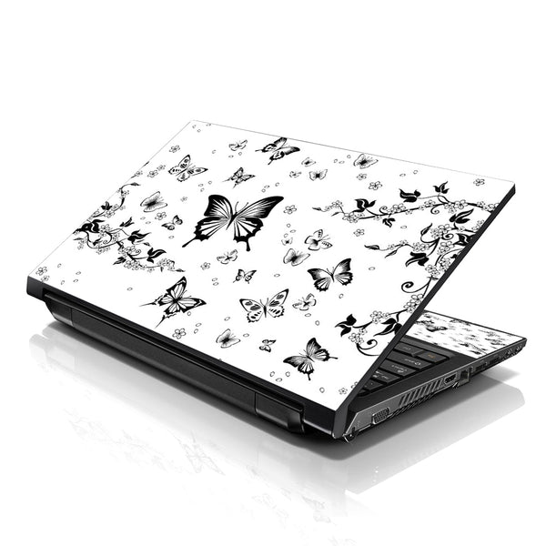 Laptop Notebook Skin Decal with 2 Matching Wrist Pads - Butterflies Floral