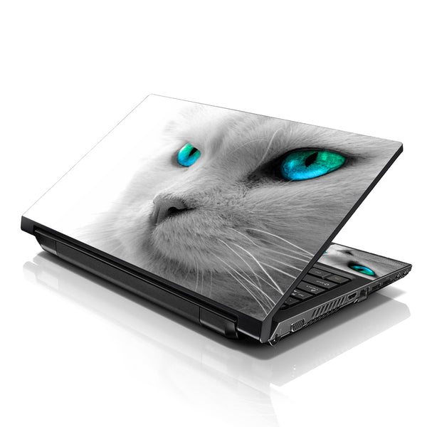 Laptop Notebook Skin Decal with 2 Matching Wrist Pads - Blue Eyed Cat