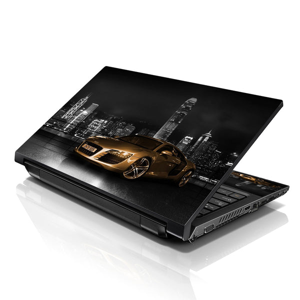 Laptop Notebook Skin Decal with 2 Matching Wrist Pads - Gold Audi Car