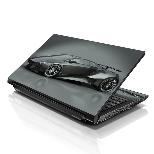 Laptop Notebook Skin Decal with 2 Matching Wrist Pads - Grey Lamborghini