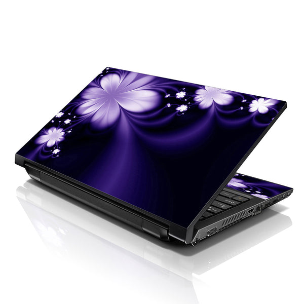 Laptop Notebook Skin Decal with 2 Matching Wrist Pads - Purple Flower