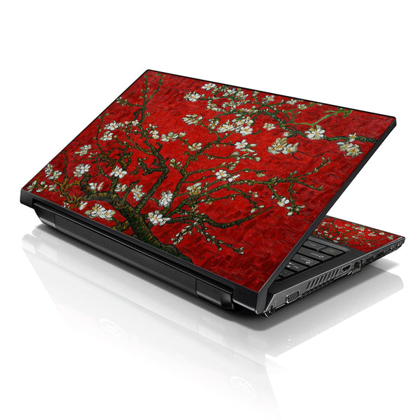 Laptop Notebook Skin Decal with 2 Matching Wrist Pads - Red Almond Trees