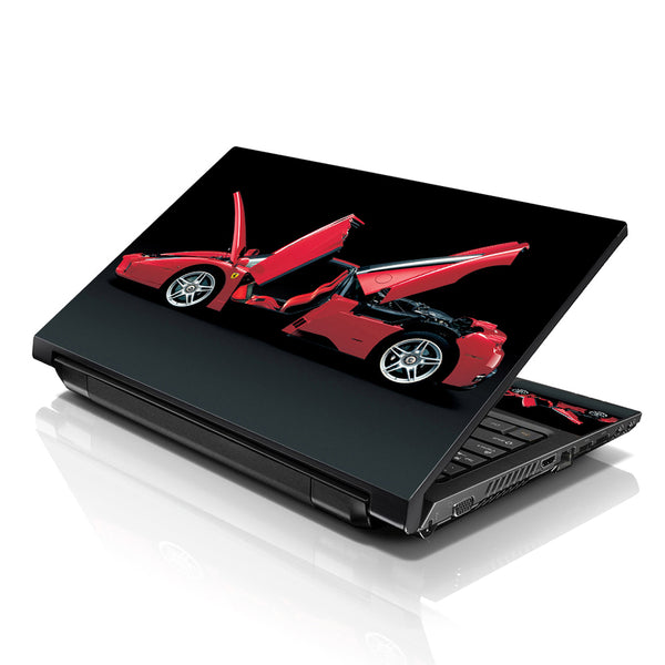 Laptop Notebook Skin Decal with 2 Matching Wrist Pads - Red Ferrari