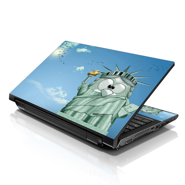 Laptop Notebook Skin Decal with 2 Matching Wrist Pads - Statue of Liberty Cartoon