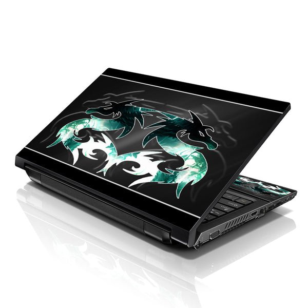 Laptop Notebook Skin Decal with 2 Matching Wrist Pads - Twin Dragons