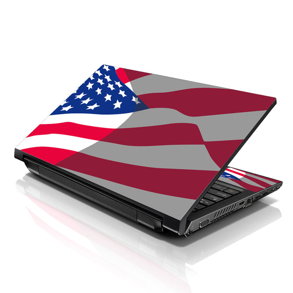 Laptop Notebook Skin Decal with 2 Matching Wrist Pads - USA Flag