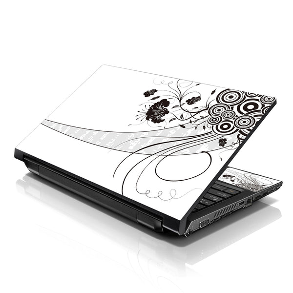 Laptop Notebook Skin Decal with 2 Matching Wrist Pads - White Floral