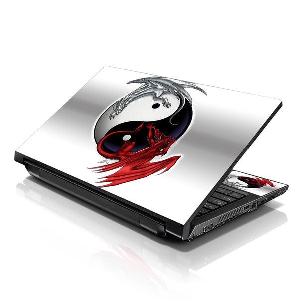 Laptop Notebook Skin Decal with 2 Matching Wrist Pads - Ying Yang Dragons