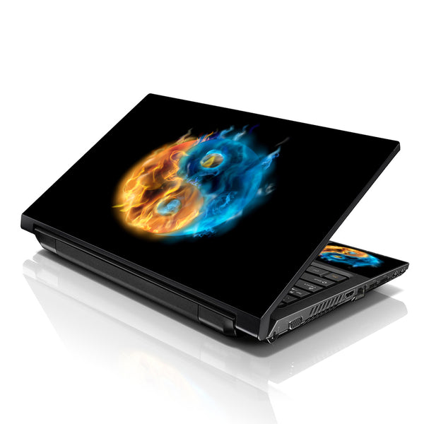 Laptop Notebook Skin Decal with 2 Matching Wrist Pads - Ying Yang Fire