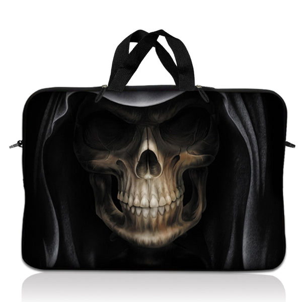 Laptop Notebook Sleeve Carrying Case with Carry Handle – Hooded Dark Lord Skull