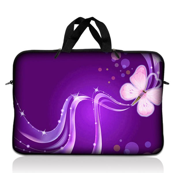 Laptop Notebook Sleeve Carrying Case with Carry Handle – Purple Butterfly Floral